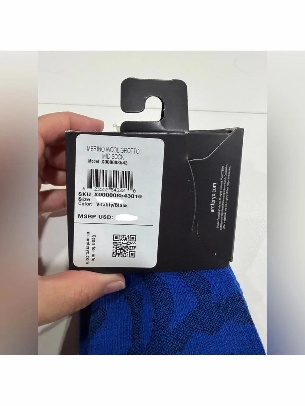 Arc’teryx Adult Large Merino Wool Grotto Mid Sock Blue Black NWT Men's Women's